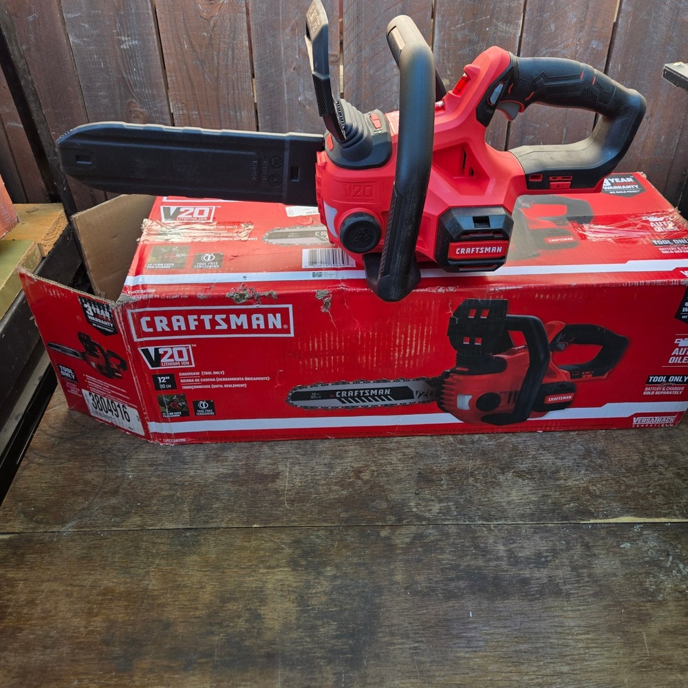 Craftsman CMCCS620B V20 Chainsaw 12 Inch Red Cordless Tool Only Tested